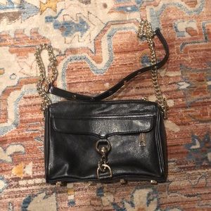 REBECCA MINKOFF black leather crossbody